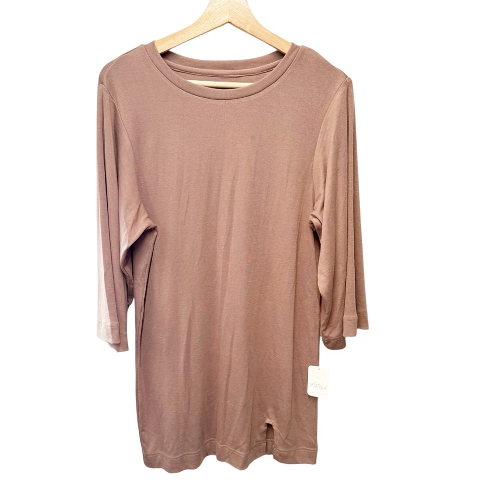 NWT Free People Good Feels Tee Mini Dress in Brownie, Size Small - Picture 2 of 10